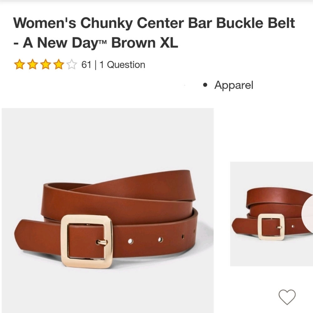[NWT] Brown Square Buckle Belt